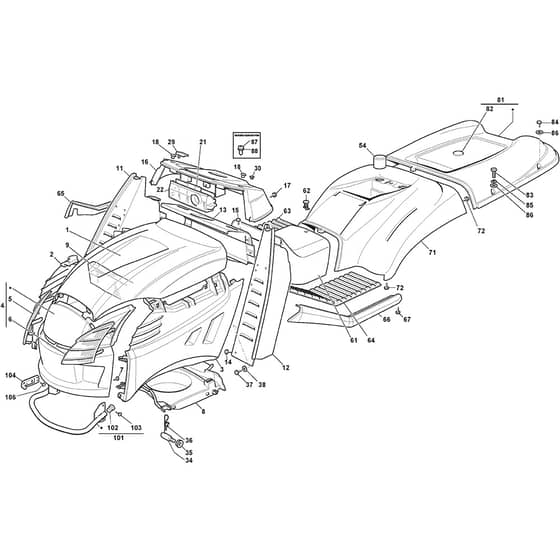 PTX 230 HD - 2022-2023 - 2T1310473/C22 - Castel Garden Ride On Mower Body Diagram