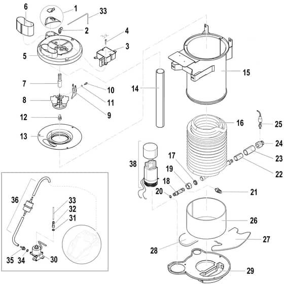 PW 250 HC - Oleo-Mac Pressure Washer Boiler body Diagram