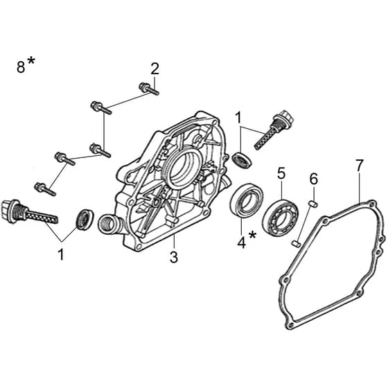 PWX 200 C - Oleo-Mac Pressure Washer Crankcase cover Diagram