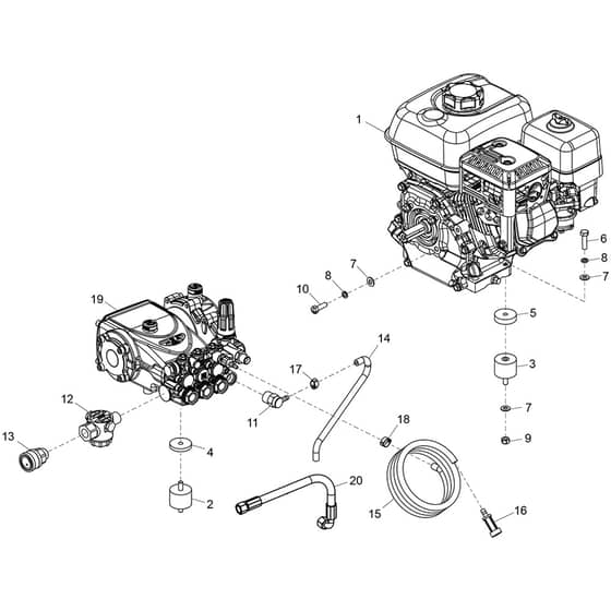 Belle PWX Range - Engine, Gearbox & Pump Assembly (PWX 08-180)