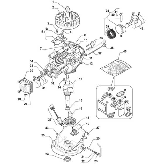 QUATTRO 16S 4in1 - 2021-2024 - 2L0432847/AT1 - Atco Rotary Mower Crankshaft Diagram