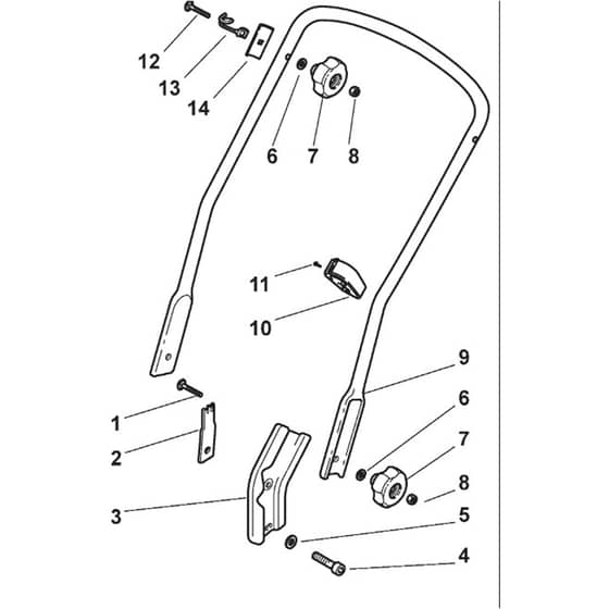 QUATTRO 19SA - 2012-2013 - 292502027/AT2 - Atco Rotary Mower Handle Lower Diagram