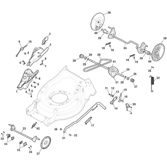 QUATTRO 19SE 4in1 - 2016-2020 - 294502527/AT6 - Atco Rotary Mower Deck And Height Adjusting Diagram