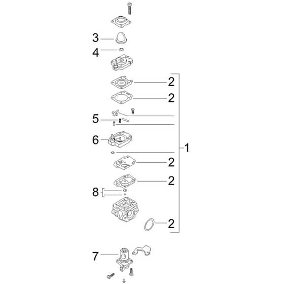 McCulloch Quattro 52 PM - 2008-02 - Carburettor Parts Diagram