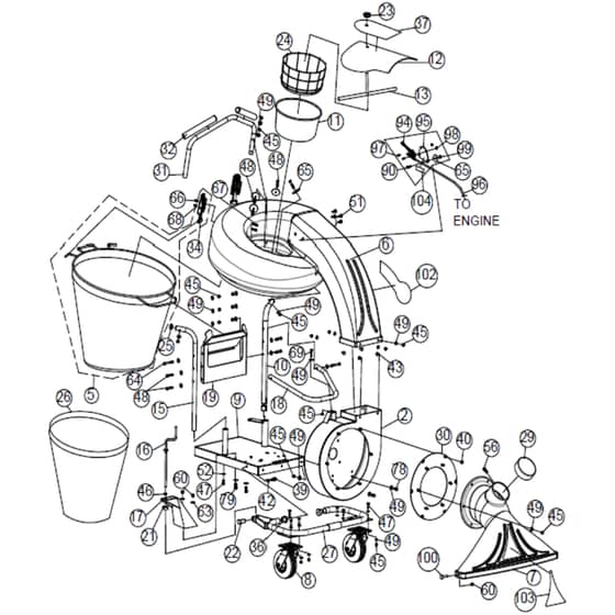 Billy Goat QV550HEU - QVEU Push Vacuum Main (2) Diagram