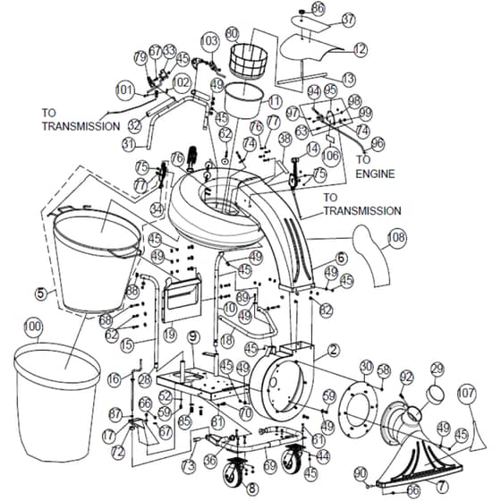 Billy Goat QV550HSP - QV550HSP Vacuum Main (2) Diagram