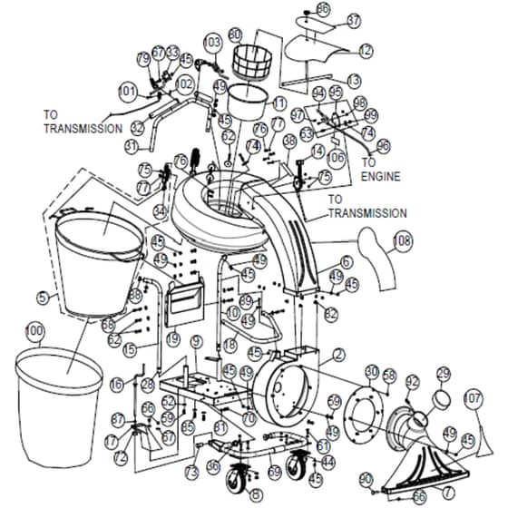 Billy Goat QV550HSPEU - QVSPEU Vacuum Main (2) Diagram