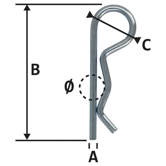 58mm x 2.5mm - Spring Cotter Pin - Quick Release “R” Clip