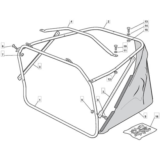 R25V - 2011-2013 - 2T0030436/BQ - Mountfield Ride On Mower Grasscatcher Diagram