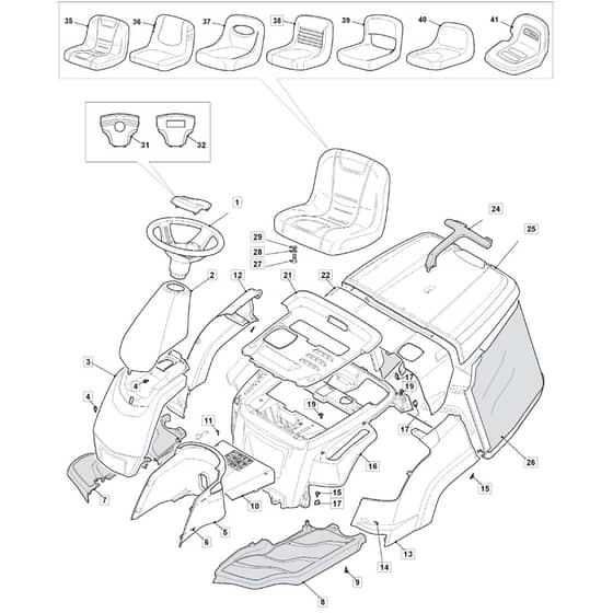 R27H - 2018-2019 - 2T0072486/MC - Mountfield Ride On Mower Body Diagram