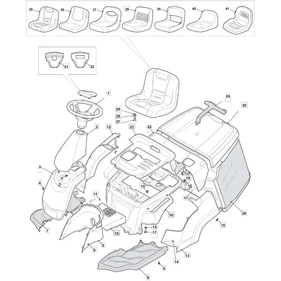 R27M - 2015 - 2T0042486/SF - Mountfield Ride On Mower Body Diagram