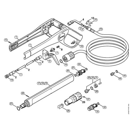 Genuine Stihl RE106 K - 4719 / F - RE 102 K with automatic cutout:Spray gun, Spray lance/wand