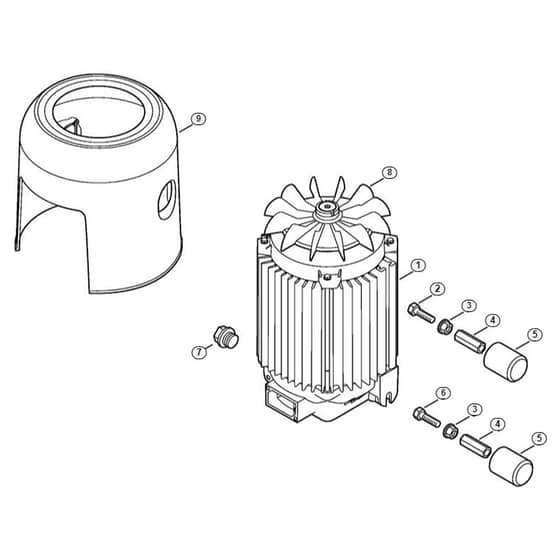 Genuine Stihl RE230 / A - Electric motor, Fan housing