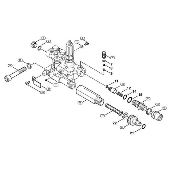 Genuine Stihl RE271 / E - Valve block, Water attachment