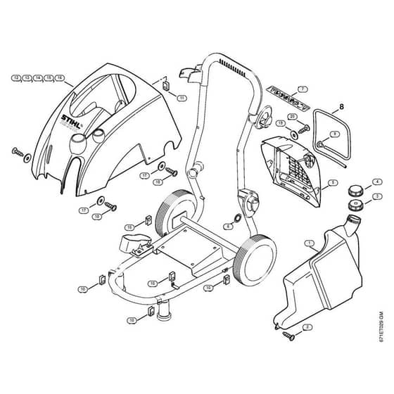 Genuine Stihl RE361 / J - Container, Machine cover