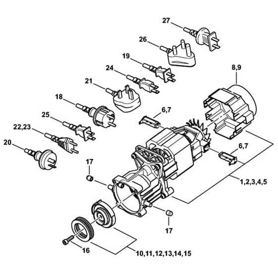 Stihl RE90 - Electric Motor, Connecting Cable - Parts Diagram