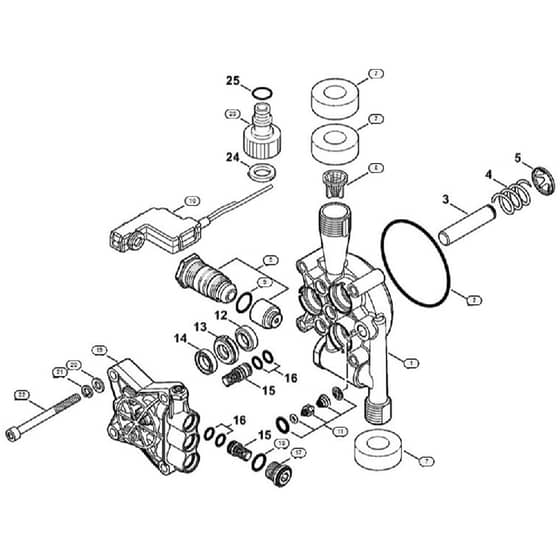 Genuine Stihl RE98 / B - Pump housing, valve block