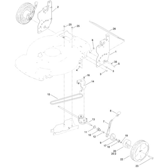 Toro Recycler S55ABC 55cm - 21772 (411999881 - 999999999) Rear Wheel and Height-of-Cut
