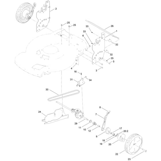 Toro Recycler S55AWST 55cm - 21774 (417400000 - 418320716) Rear Wheel and Height-of-Cut