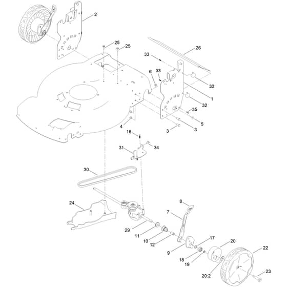 Toro Recycler S55AWST 55cm - 21774 (418320717 - 999999999) Rear Wheel and Height-of-Cut