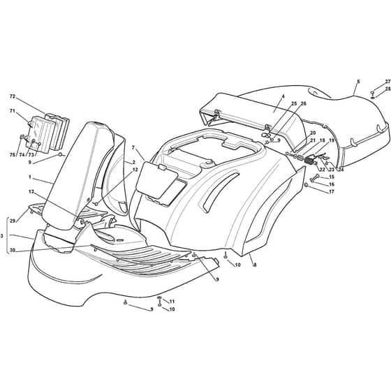 Rider 28 H - 2012-2013 - 2T0210247/AT2 - Atco Ride On Mower Body Diagram