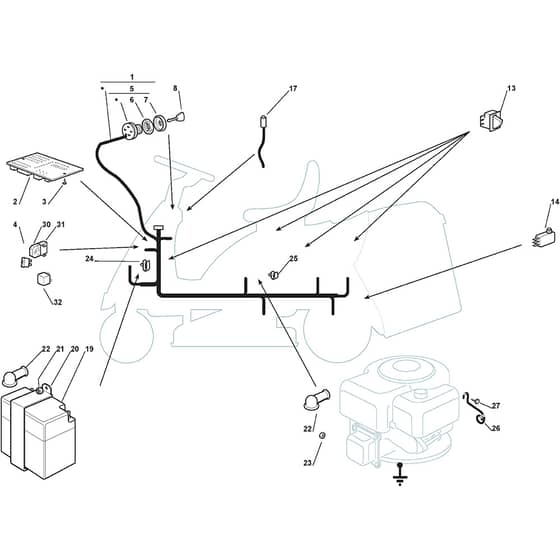 Rider 28 H - 2012-2013 - 2T0210247/AT2 - Atco Ride On Mower Electrical Parts Diagram
