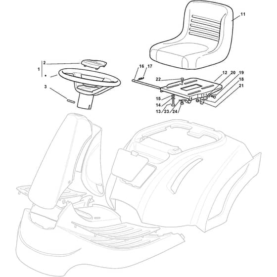 Rider 28 H - 2012-2013 - 2T0210247/AT2 - Atco Ride On Mower Seat Diagram