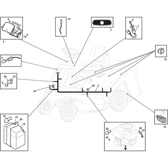 Rider 28 H - 2015-2020 - 2T0220287/AT5 - Atco Ride On Mower Electrical Parts Diagram