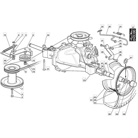 RM1228 H - 2010 - 2T0210233/M10 - Mountfield Ride On Mower Transmission Diagram