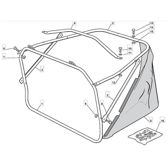 RM25 - 2009 - 2T0112433/BM9 - Mountfield Ride On Mower Grasscatcher Diagram