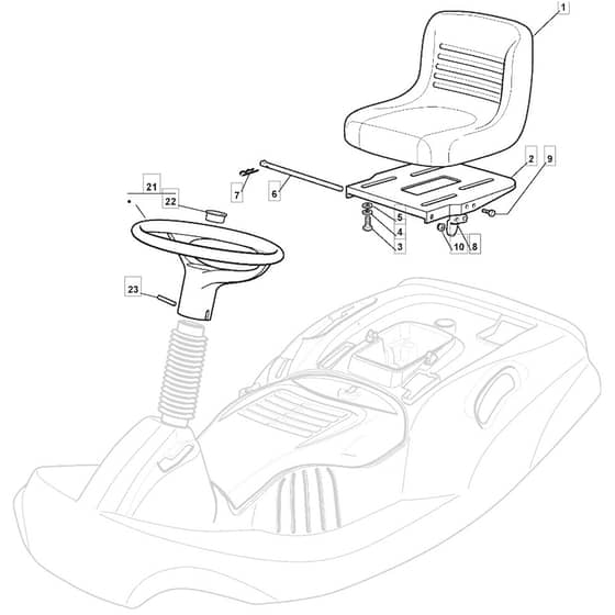RM25 - 2009 - 2T0114433/09 - Mountfield Ride On Mower Seat Diagram