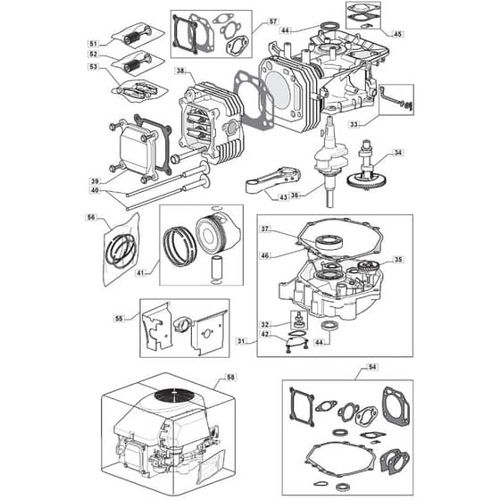 RM28 - 2009 - 2T1134433/09 - Mountfield Ride On Mower Engine Cylinder Diagram