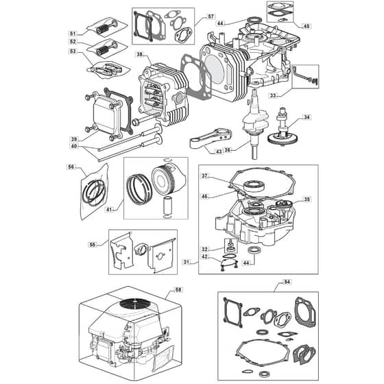 RM28 - 2009 - 2T1134433/09G - Mountfield Ride On Mower Engine Cylinder Diagram