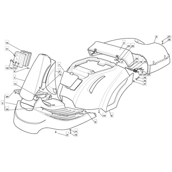 RM28 H - 2009 - 2T1532433/BM9 - Mountfield Ride On Mower Body Diagram