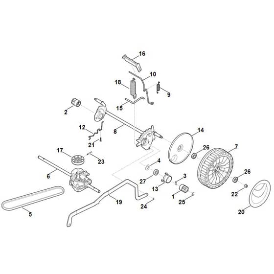 Stihl RM443.1 T - Rear Axle, Height Adjustment - Parts Diagram