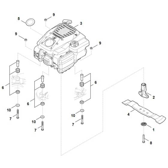 Stihl RM443.3 - Engine, Blade - Parts Diagram