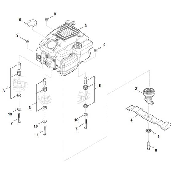 Stihl RM443.3 V - Engine, Blade - Parts Diagram