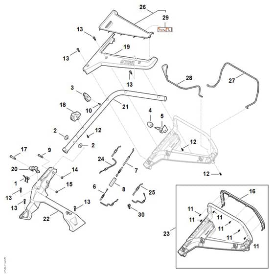 Stihl RM443.3 V - Handle - Parts Diagram