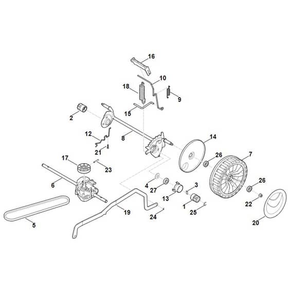 Stihl RM448.0 TX - Rear Axle, Height Adjustment - Parts Diagram