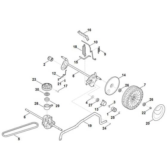 Stihl RM448.0 VC - Rear Axle, Height Adjustment - Parts Diagram