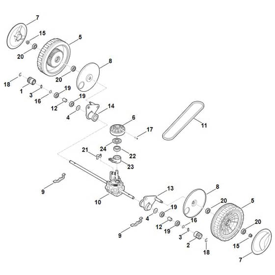 Stihl RM4.0 RV - Front Axle, Gear Box - Parts Diagram