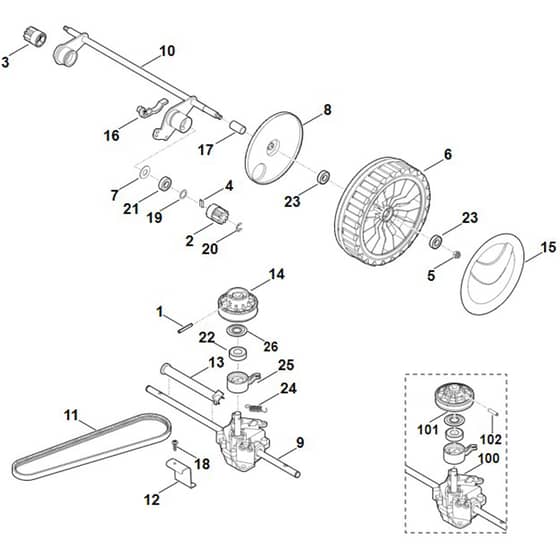 Stihl RM545.0 VE - Shaft, Gear Box - Parts Diagram
