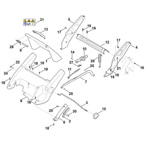 Stihl RM545.1 T - Frame, Height Adjustment - Parts Diagram