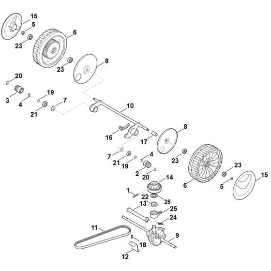 Stihl RM545.1 VE - Shaft, Gear Box - Parts Diagram