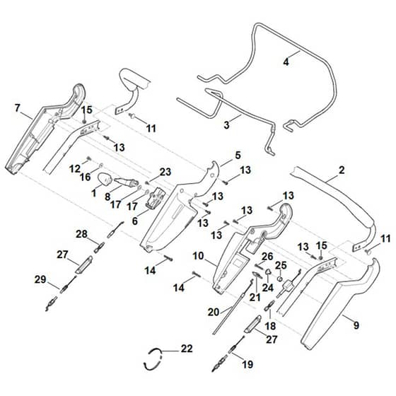 Stihl RM545.1 VM - Handle Upper Part - Parts Diagram