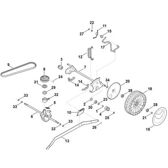 Stihl RM650.0 VE - Shaft, Gear Box - Parts Diagram