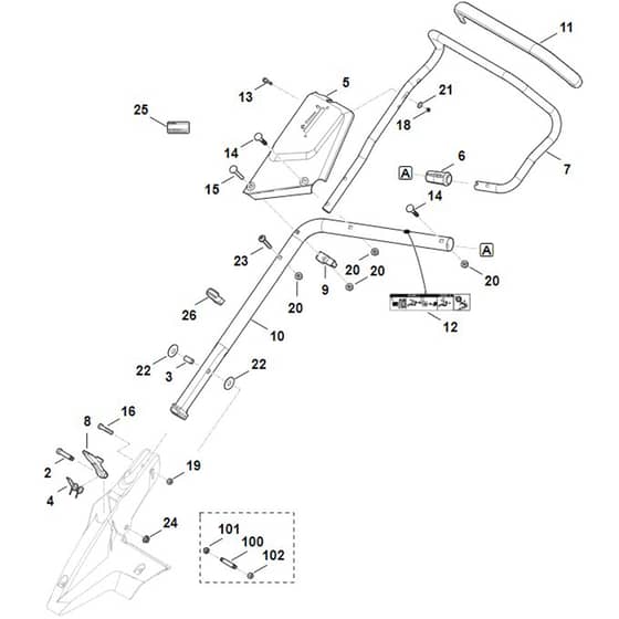 Stihl RM650.1 VE - Handle Lower Part - Parts Diagram