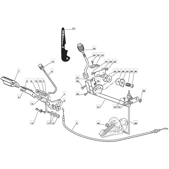 RM70 25 - 2010 - 2T0030233/M10 - Mountfield Ride On Mower Controls Diagram