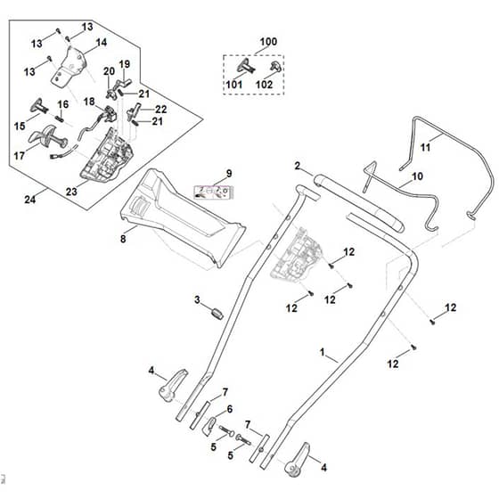 Stihl RMA2.2 RV - Handle Upper Part - Parts Diagram