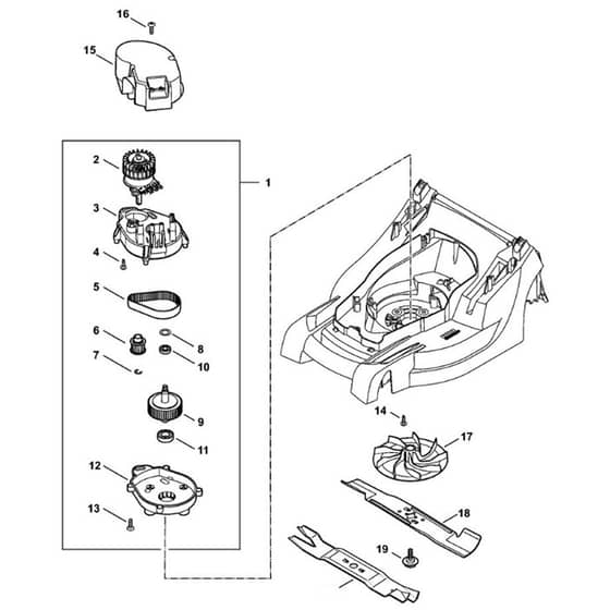 Stihl RMA410 C - Electric Motor, Blade - Parts Diagram